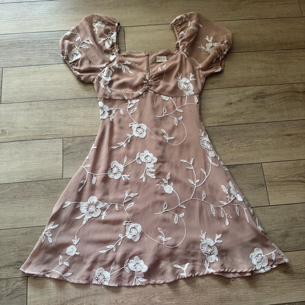 Altar'd State Blush Lace Trim Dress